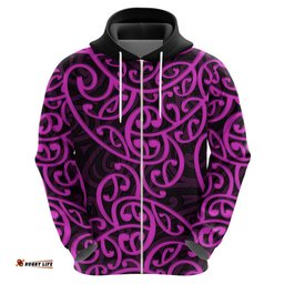 new zealand hoodie maori pattern purple