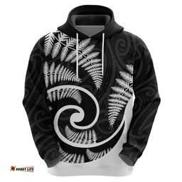 new zealand hoodie maori with silver fern white