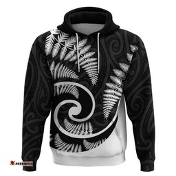 new zealand hoodie maori with silver fern white