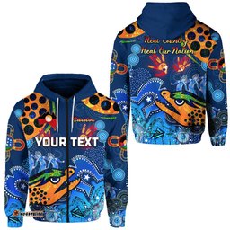 custom personalised parramatta zip hoodie eels indigenous naidoc heal country heal our nation blue 07
