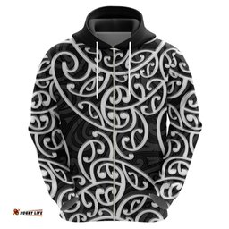new zealand hoodie maori pattern white
