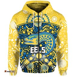 custom personalised parramatta eels rugby zip up and pullover hoodie boomerang indigenous dots