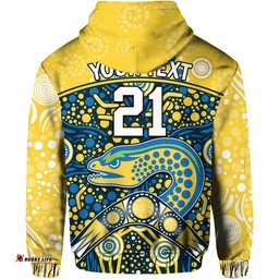 custom personalised parramatta eels rugby zip up and pullover hoodie boomerang indigenous dots