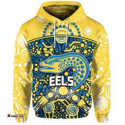 custom personalised parramatta eels rugby zip up and pullover hoodie boomerang indigenous dots