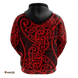 new zealand hoodie maori pattern red