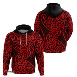 new zealand hoodie maori pattern red