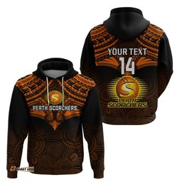 custom perth scorchers cricket hoodie unique indigenous art mix polynesian pattern
