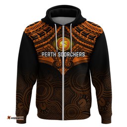 custom perth scorchers cricket hoodie unique indigenous art mix polynesian pattern