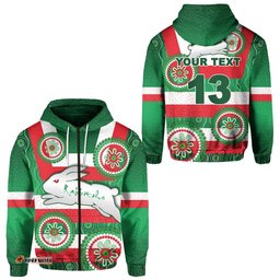custom personalised go rabbitohs zip hoodie mix indigenous