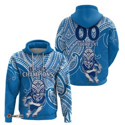 custom text and number blues super rugby hoodie kahurangi go champions