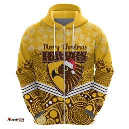 custom hawthorn football christmas hoodie merry xmas mix aboriginal art