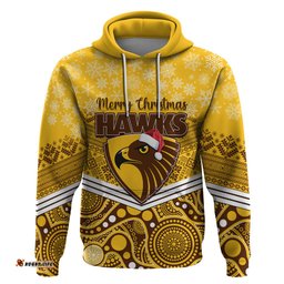 custom hawthorn football christmas hoodie merry xmas mix aboriginal art