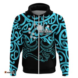 matariki new zealand hoodie maori new year light blue
