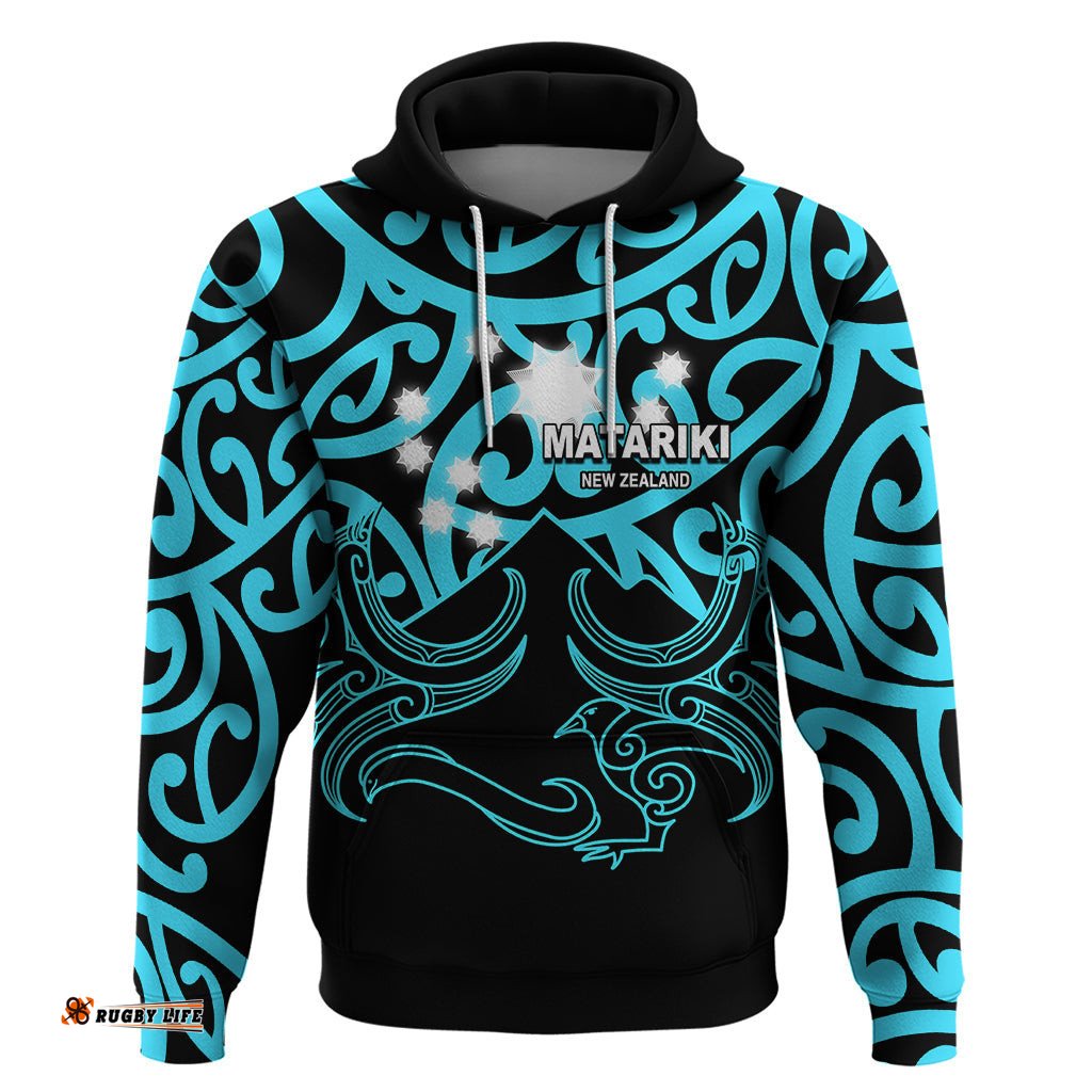 matariki new zealand hoodie maori new year light blue