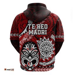 te reo maori new zealand hoodie aotearoa kia haka maori tribal tattoo red style
