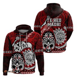 te reo maori new zealand hoodie aotearoa kia haka maori tribal tattoo red style