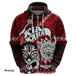 te reo maori new zealand hoodie aotearoa kia haka maori tribal tattoo red style