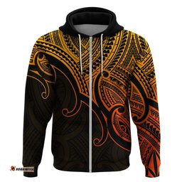 custom aotearoa maori koru hoodie polynesian pacific tribal gold