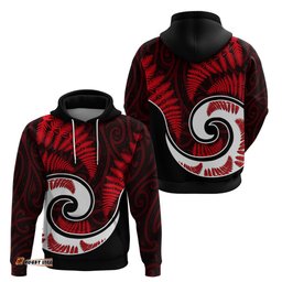 new zealand hoodie maori with silver fern red