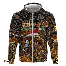 merry christmas afl hawks hoodie aboriginal santa football mascot
