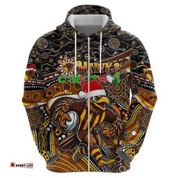 merry christmas afl hawks hoodie aboriginal santa football mascot
