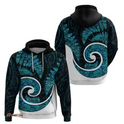 new zealand hoodie maori with silver fern papua shell green ver1