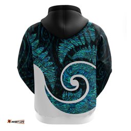 new zealand hoodie maori with silver fern papua shell green ver1