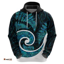 new zealand hoodie maori with silver fern papua shell green ver1