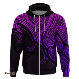 custom aotearoa maori koru hoodie polynesian pacific tribal purple