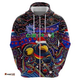merry christmas afl adelaide crows hoodie aboriginal santa football mascot