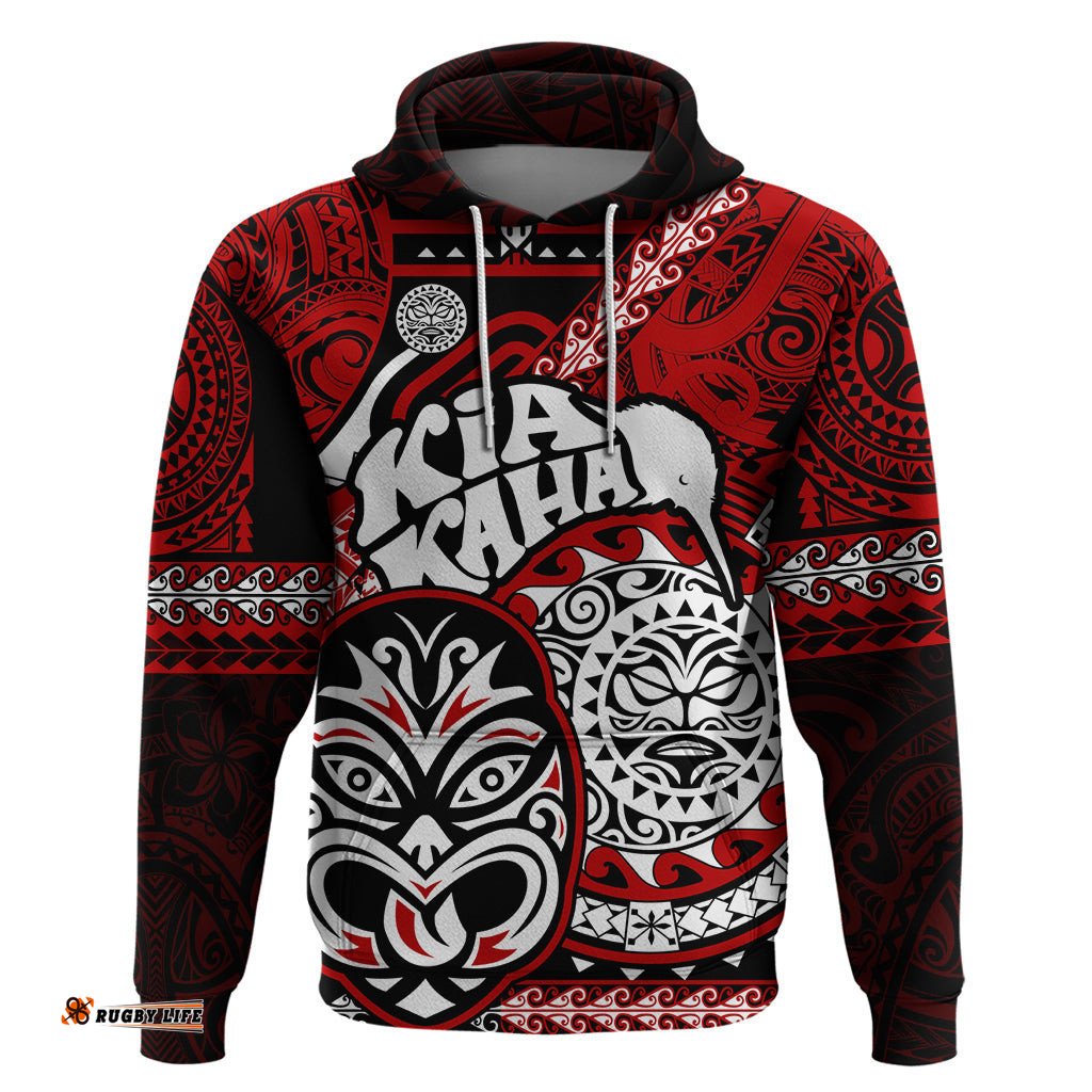 personalised te reo maori new zealand hoodie aotearoa kia haka maori tribal tattoo red style