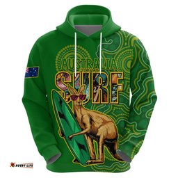 australia surf hoodie happy kangaroo indigenous artsy