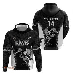 aotearoa rugby custom hoodie maori kiwi mascot style