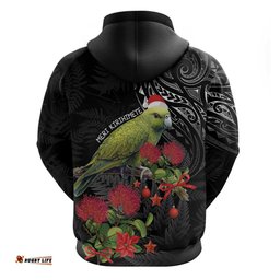 meri kirihimete kakapo hoodie black silver fern christmas vibe