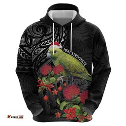 meri kirihimete kakapo hoodie black silver fern christmas vibe