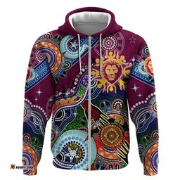 custom naidoc week 2024 brisbane lions hoodie australia aboriginal dot painting