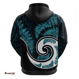 new zealand hoodie maori with silver fern papua shell green ver2