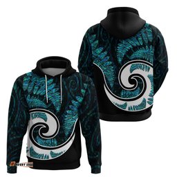 new zealand hoodie maori with silver fern papua shell green ver2