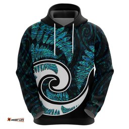 new zealand hoodie maori with silver fern papua shell green ver2