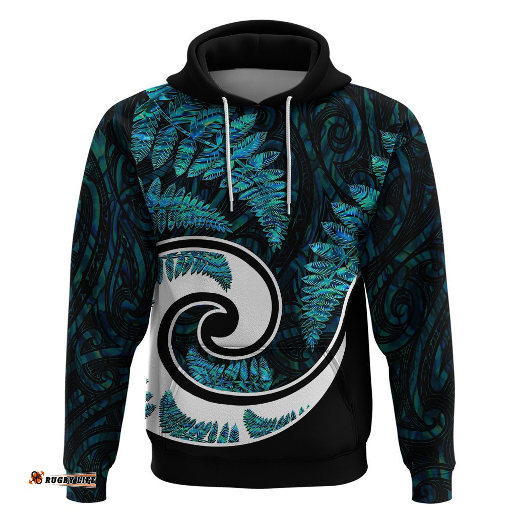 new zealand hoodie maori with silver fern papua shell green ver2