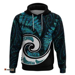 new zealand hoodie maori with silver fern papua shell green ver2