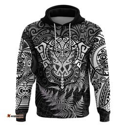 personalised new zealand rugby hoodie silver fern all black mix ta moko white style