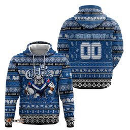 personalized bulldogs rugby xmas hoodie australia nrl mascot
