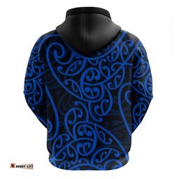 new zealand hoodie maori pattern blue