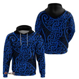 new zealand hoodie maori pattern blue
