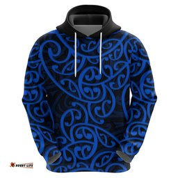 new zealand hoodie maori pattern blue