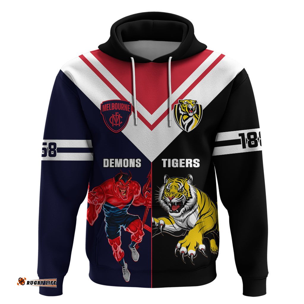 custom demons and tigers football hoodie together sporty version