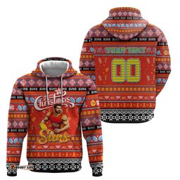 personalized suns football xmas hoodie australia afl mascot