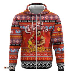 personalized suns football xmas hoodie australia afl mascot