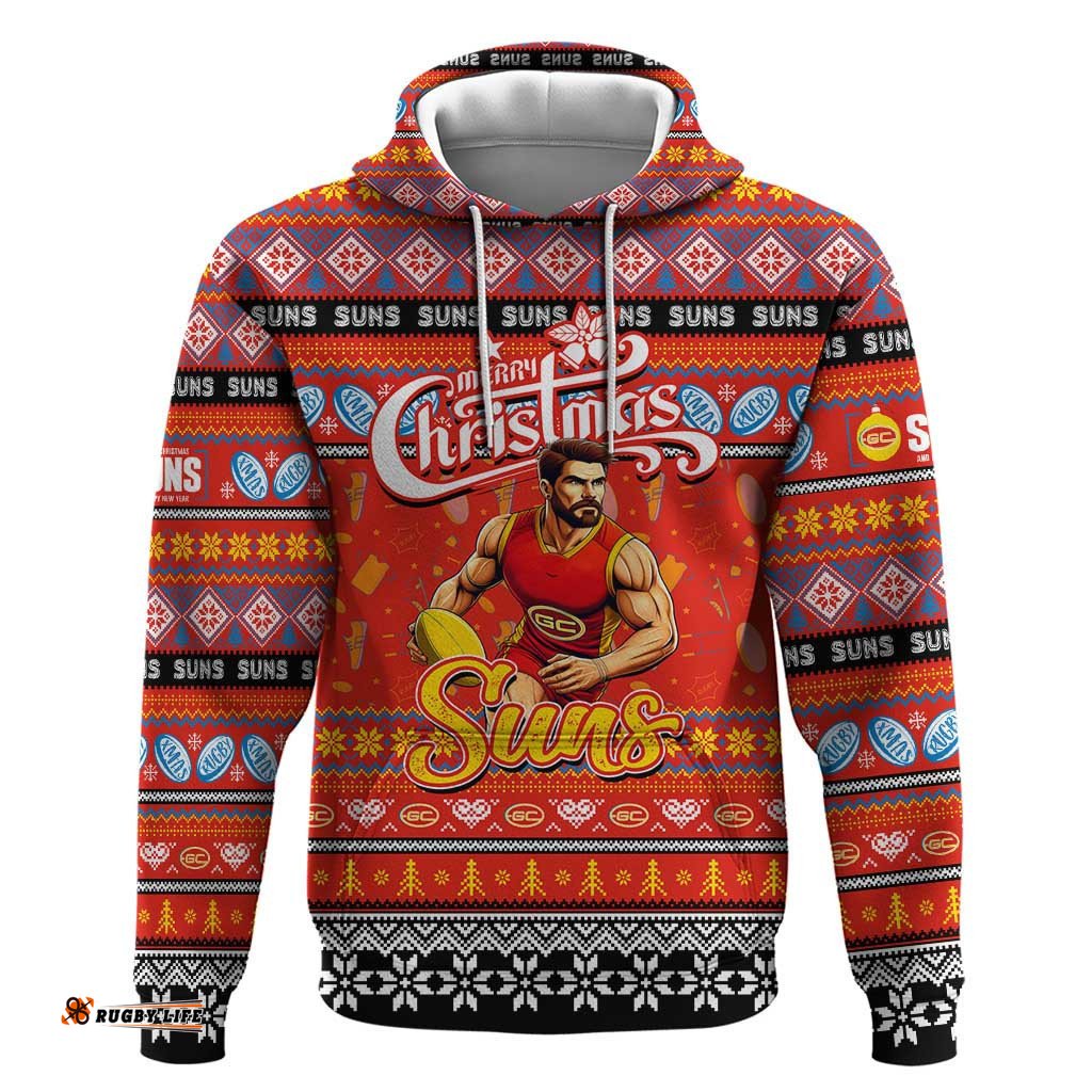personalized suns football xmas hoodie australia afl mascot